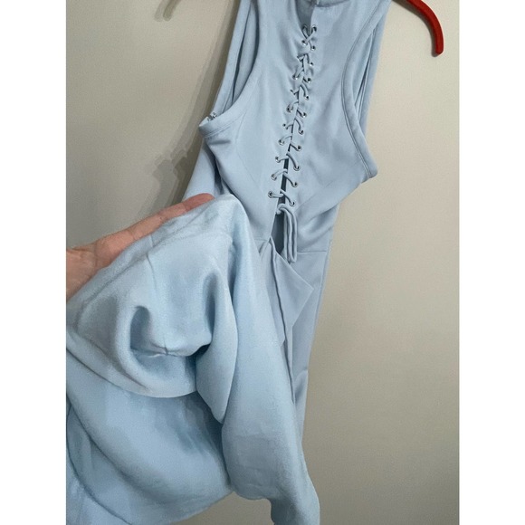 Stylestalker Baby Blue Halter A-Line Dress Size Large Lace Up Open Back - Picture 5 of 12